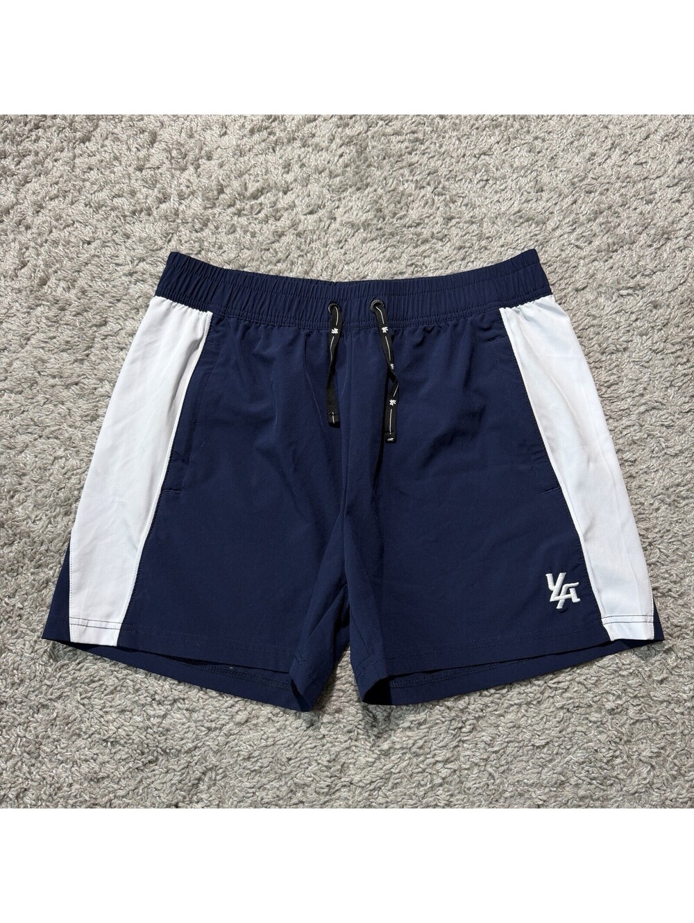 YoungLA 101 Bodybuilding Short Shorts Mens Large Navy Blue Lightweight 4”